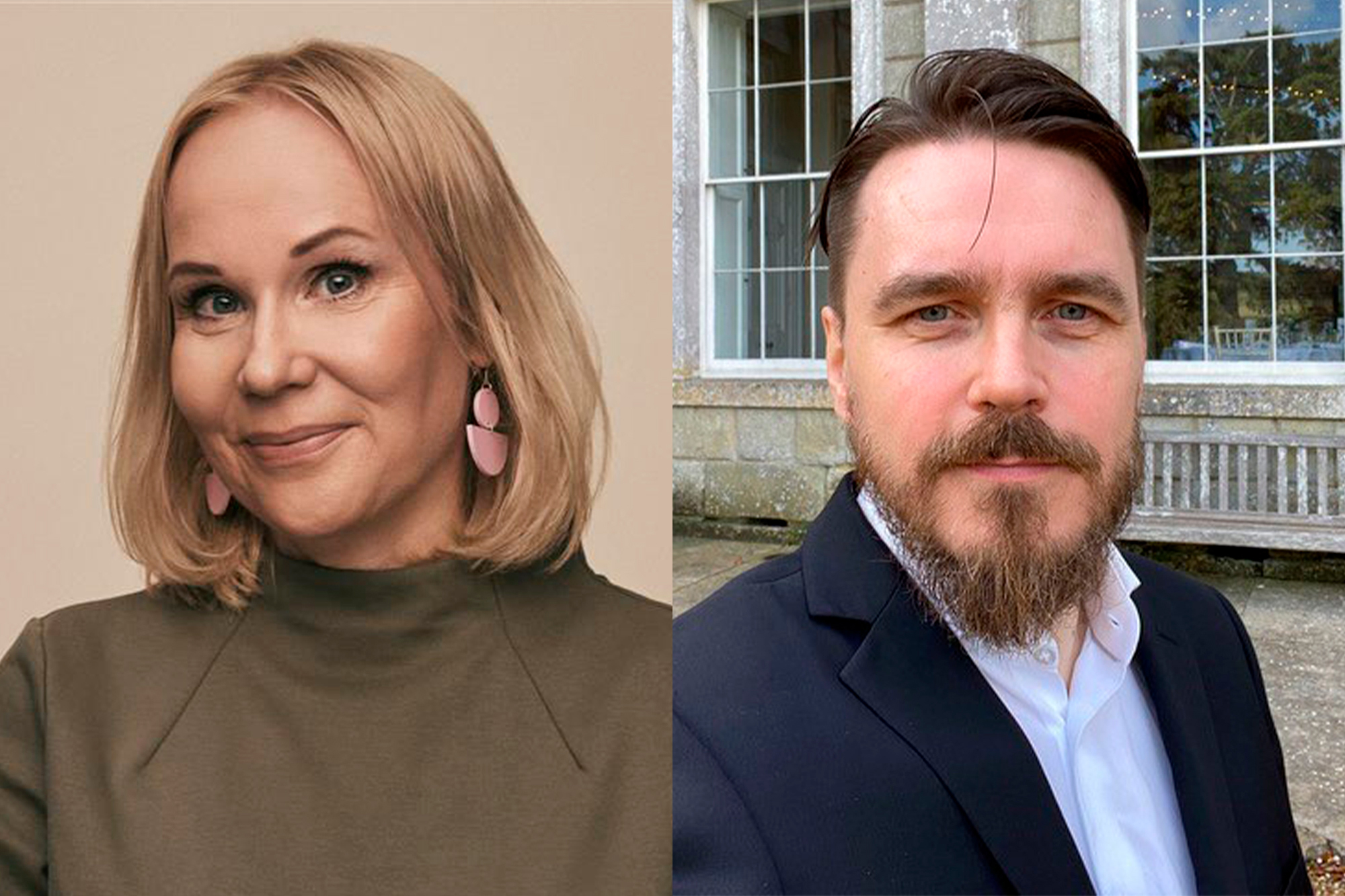 Yhdistelmäkuvassa Elisa Aaltola ja Antti Haataja.