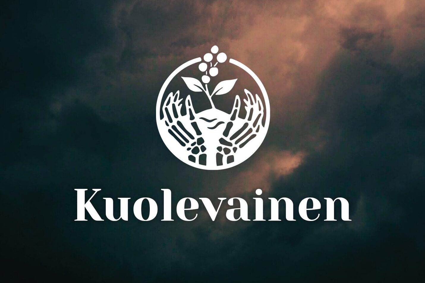 Kuolevainen -taidetapahtuman logo tummaa taivasta vasten.