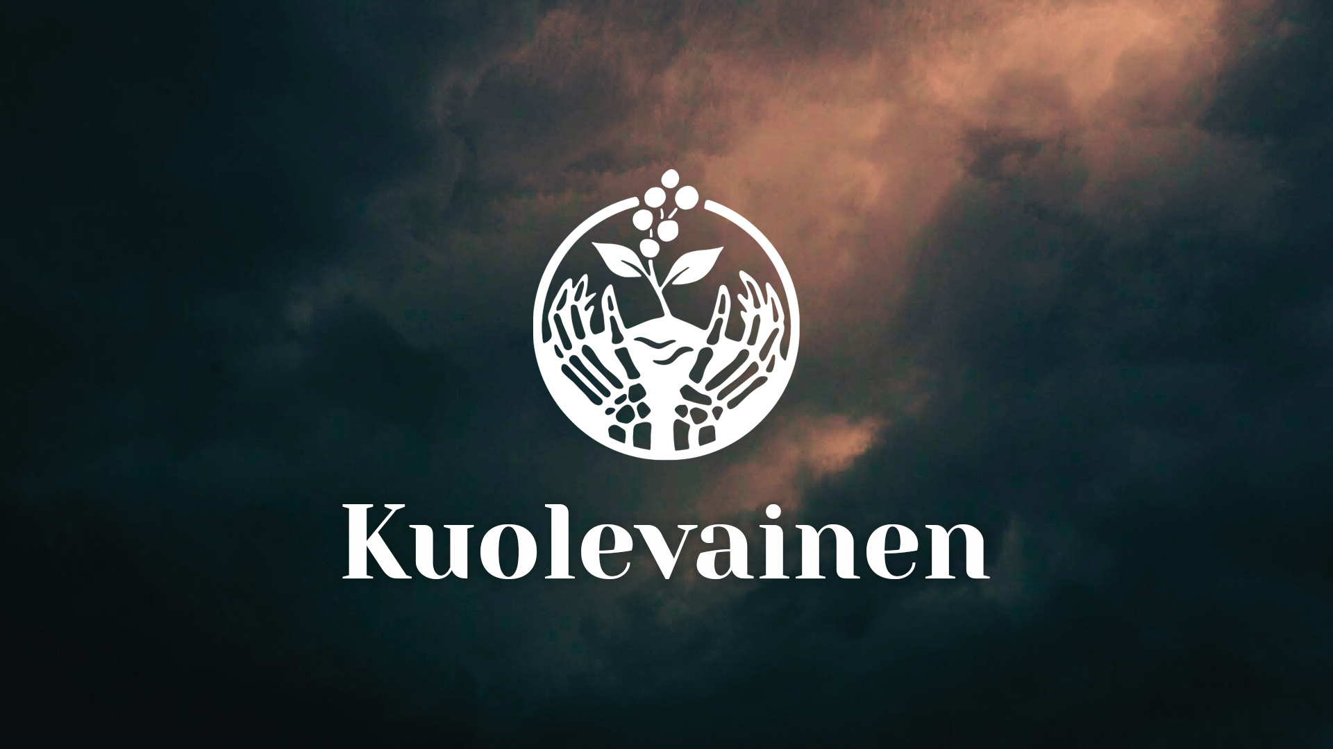 Kuolevainen -taidetapahtuman logo tummaa taivasta vasten.