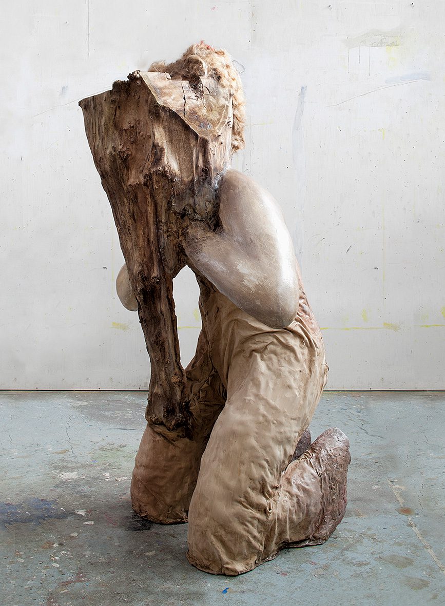 Risti, 2012, akryyli ja öljy kankaalle, polyuretaani, hiukset ja puu.