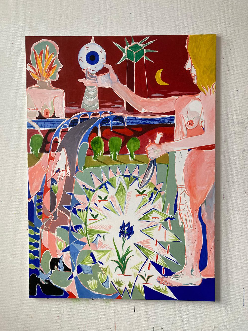 Iris Germanica, 2024, öljy kankaalle.